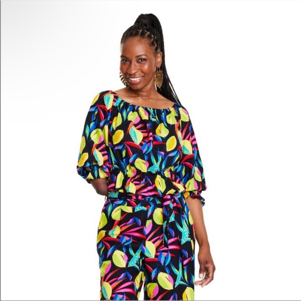 NWT Tabitha Brown x Target Lemon Print Bardot Top